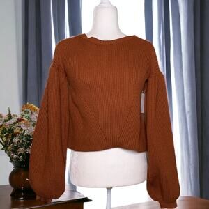 Maisie Peter Bishop Sleeve Sweater Rust Brown XS